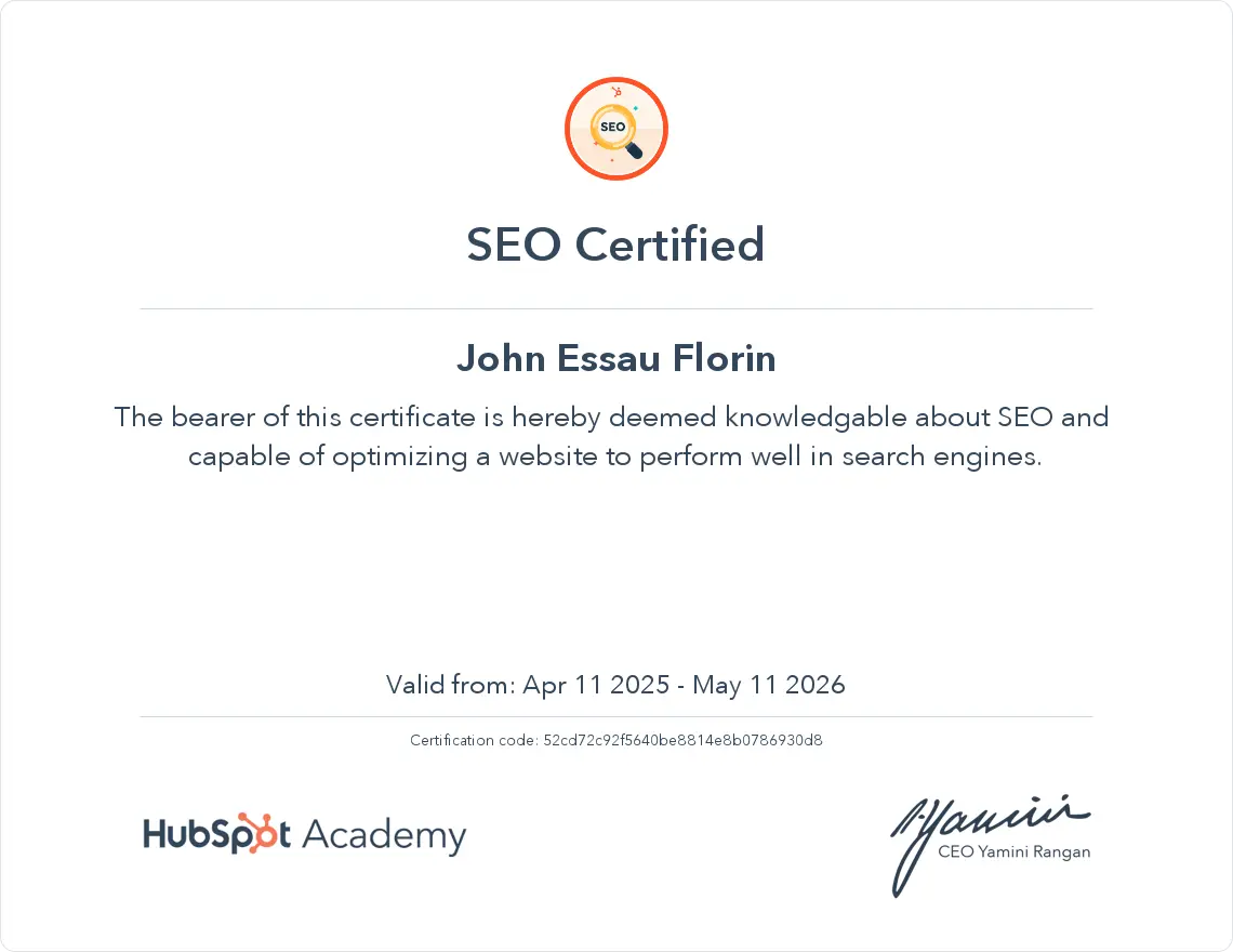 HubSpot SEO Certificate